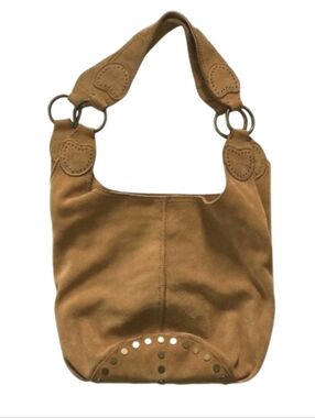 Lucky Brand Classic Suede Leather Hobo Bag in Chestnut Brown 26x15